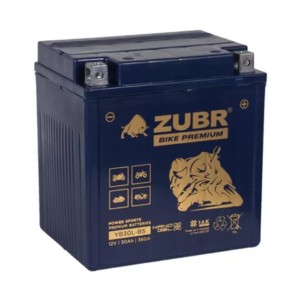 Zubr Bike Premium YB30L-BS 30 A/h 360 A R+ 166x126x175 мм