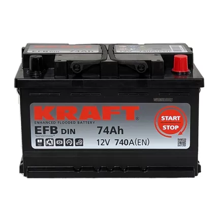 Kraft EFB Start&Stop 74 A/h 740 A R+ низкий 278х175х175 мм