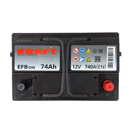 Kraft EFB Start&Stop 74 A/h 740 A R+ низкий 278х175х175 мм