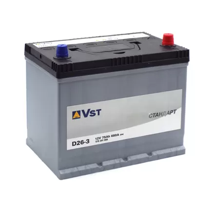 VST Стандарт D26-3 75 A/h 680 A JR+ 260x175x220 мм