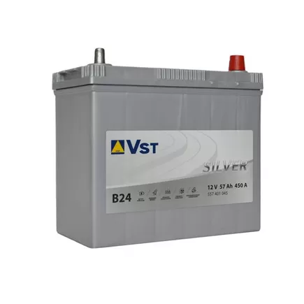 VST Silver 6СТ-57 B24 57 A/h 450 A R+ 237x127x200 мм