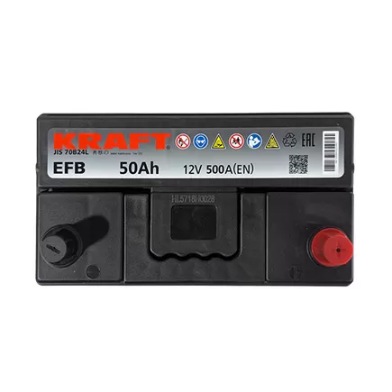 Kraft EFB Asia 50 JR 50 A/h 500 A R+ 237x126x220 мм