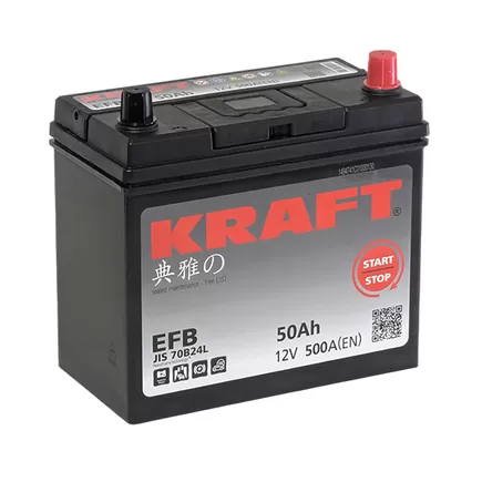 Kraft EFB Asia 50 JR 50 A/h 500 A R+ 237x126x220 мм