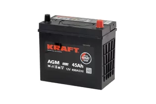 Kraft AGM 45 A/h 450 A R+ 237x135x220 мм