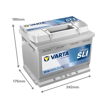 Varta Dynamic SLI D15 63 A/h 610 A R+ 242x175x190 мм
