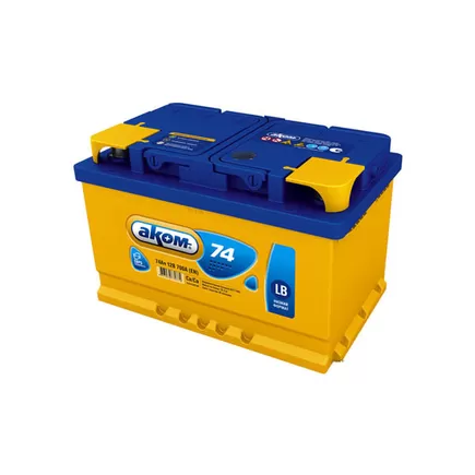 AKOM 74 A/h 700 А R+ (Низкий) 6CT-74 Евро 278x175x175 мм